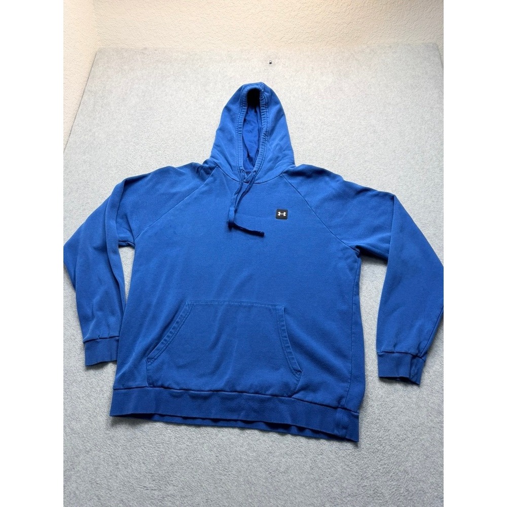 Under Armour Mens Rival Fleece Hoodie Royal Blue Raglan Pullover Sweatshirt XL